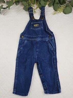 VTG Oshkosh B'Gosh Baby Blue Denim Overalls 12 Months Made in USA Vintage